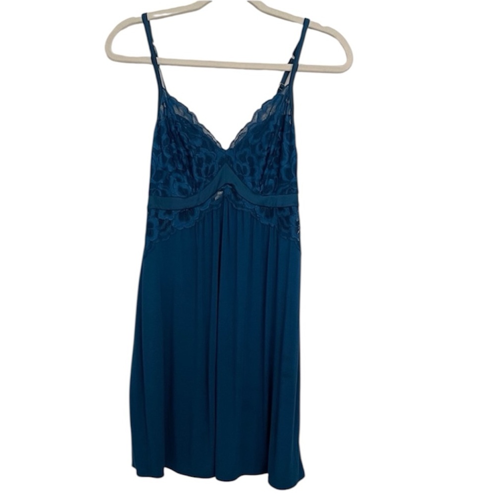 Soma Elegant Blue Lace Trim Nightgown
